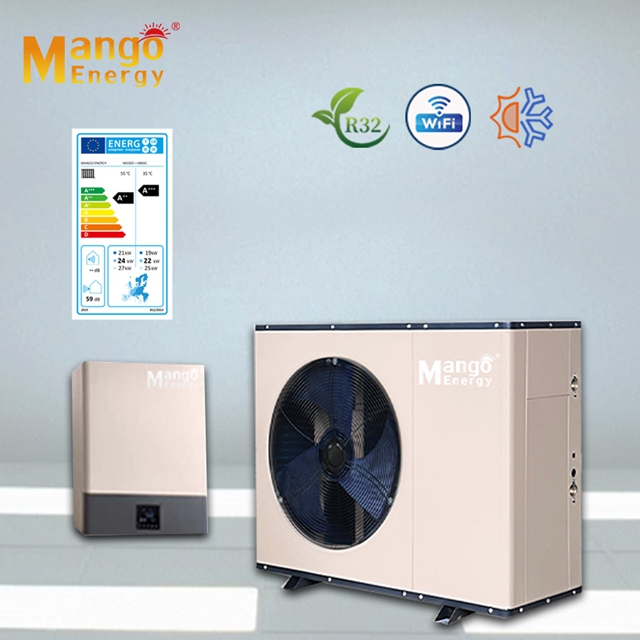 WIFI Available Mango Energy Full DC Inverter Split Heat Pump Air to Water 9kw Heating Capacity R32