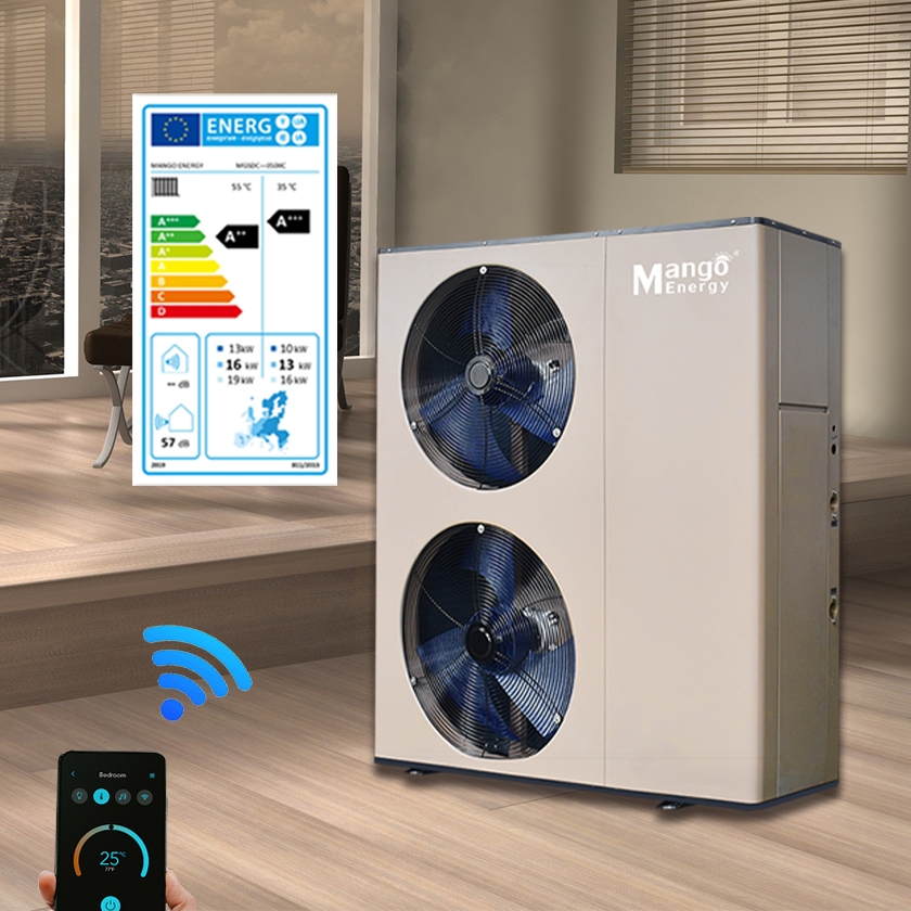 3 Years Warranty Mango Energy Air Source Heat Pump WIFI DC Inverter Monoblock Heat Pump High COP ERP A+++